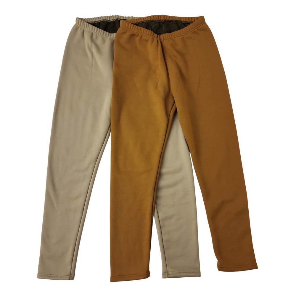 2 Just Cozy Fleece Lined Leggings Bundle Tan Mustard Brown XL Plus Warm Winter